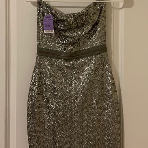 Gunmetal sequin strapless dress